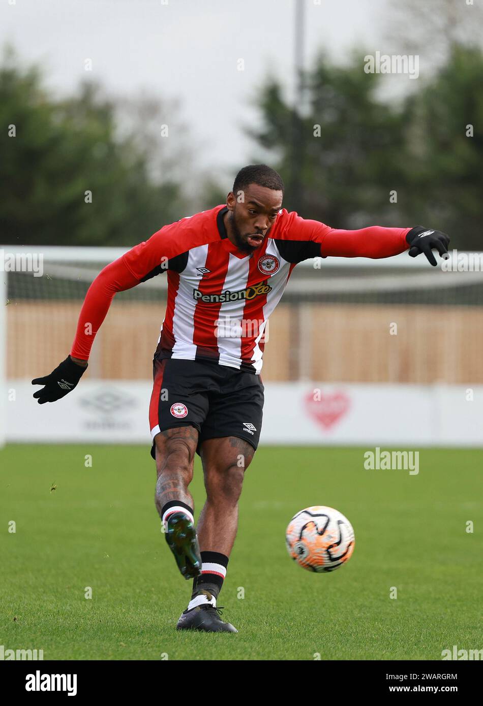 StainesuponThames, United Kingdom, 6 January, 2024. Brentford B’s Ivan Toney in action at the