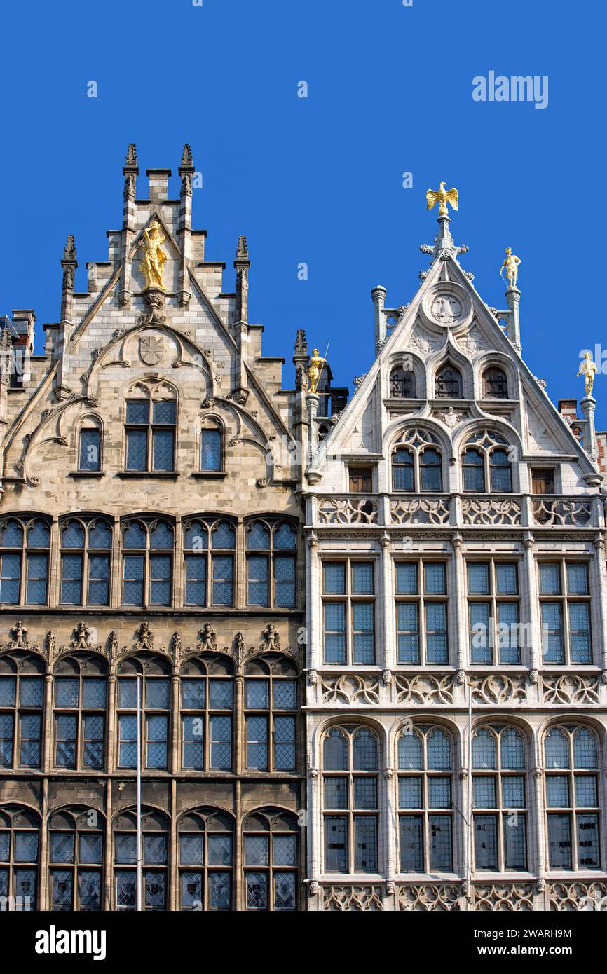 Antwerpen, Antwerp, Flanders, Belgium, Grote Markt, Guildhouses, Gildehäuser, Stock Photo