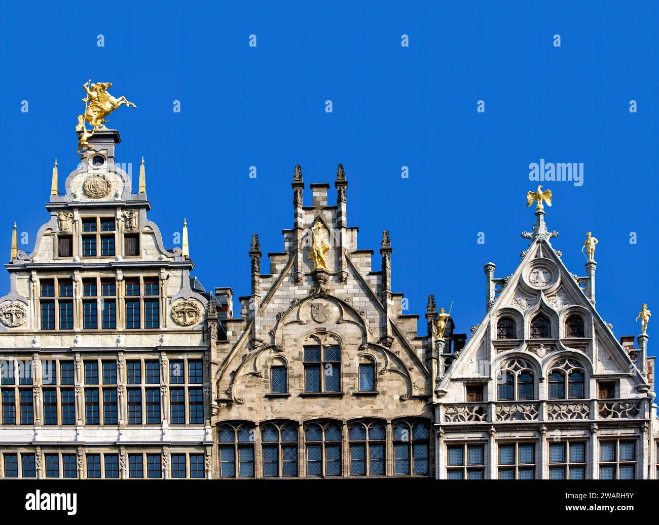 Antwerpen, Antwerp, Flanders, Belgium, Grote Markt, Guildhouses, Gildehäuser, Stock Photo