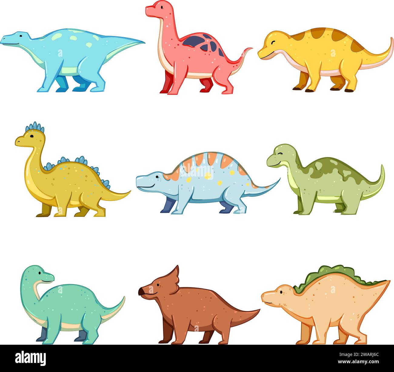 dinosaur character set cartoon vector illustration Stock Vector