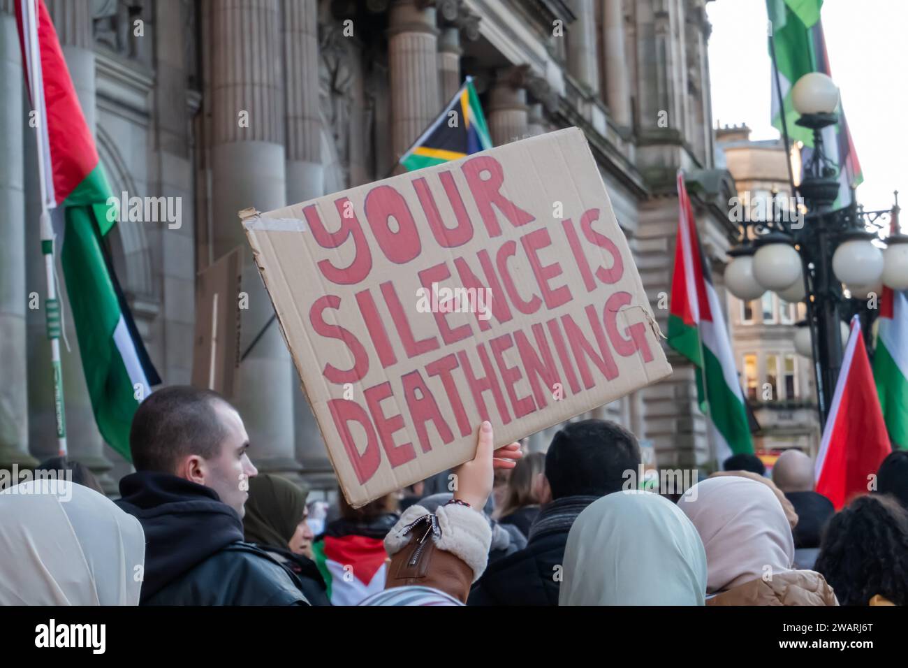 Glasgow, Scotland, UK. 6th January, 2024. People supporting Palestine
