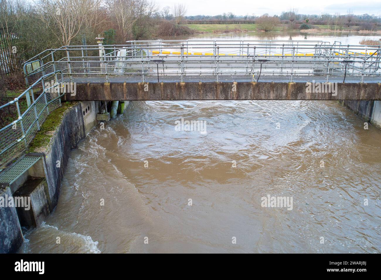 Dorney Reach, UK. 6th January, 2024. The Jubilee River Flood