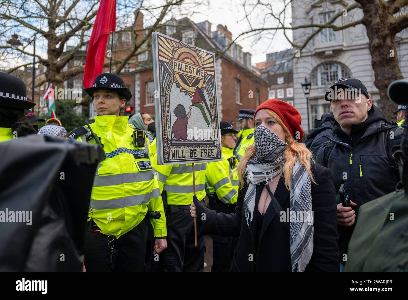 London UK 06 JAN 2024 Anti War Protestors Gathered In Central London   Londonuk 06 Jan 2024 Anti War Protestors Gathered In Central London Demanding A Full Ceasefire In Gaza Credit Aubrey Fagonalamy Live News 2WARJR9 