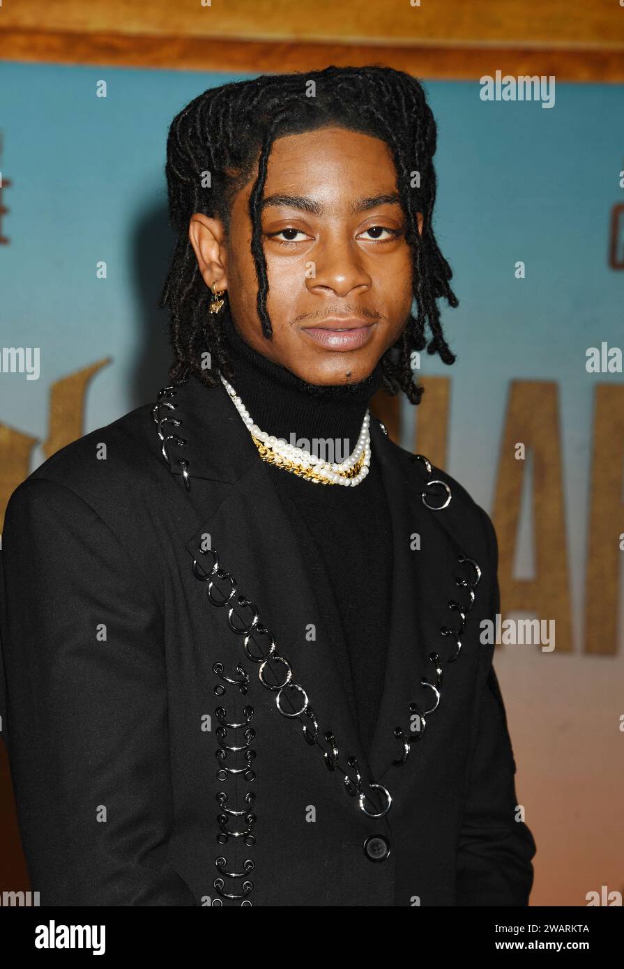 LOS ANGELES, CALIFORNIA - JANUARY 05: RJ Cyler attends the Los Angeles Premiere of Sony Pictures' 'The Book Of Clarence' at Academy Museum of Motion P Stock Photo