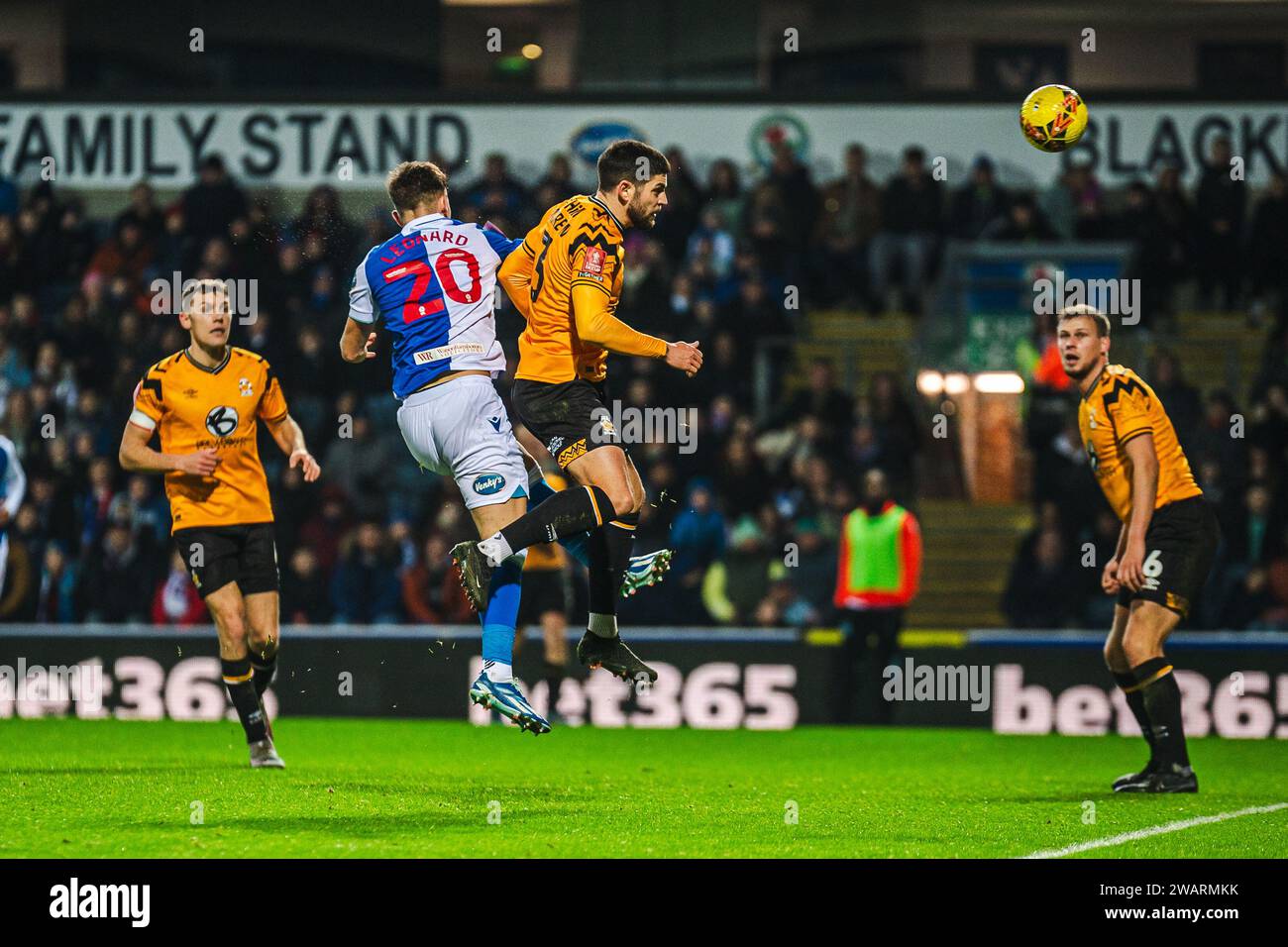 Blackburn on Saturday 6th January 2024. Blackburn Rover's Harry Leonard scores his side's fifth goal during the FA Cup Third Round match between Blackburn Rovers and Cambridge United at Ewood Park, Blackburn on Saturday 6th January 2024. (Photo: Phill Smith | MI News) Credit: MI News & Sport /Alamy Live News Stock Photo