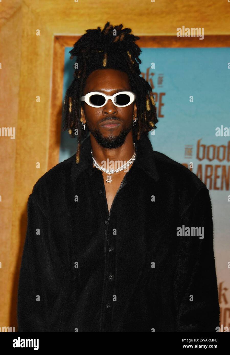 LOS ANGELES, CALIFORNIA - JANUARY 05: SAINt JHN attends the Los Angeles Premiere of Sony Pictures' 'The Book Of Clarence' at Academy Museum of Motion Stock Photo