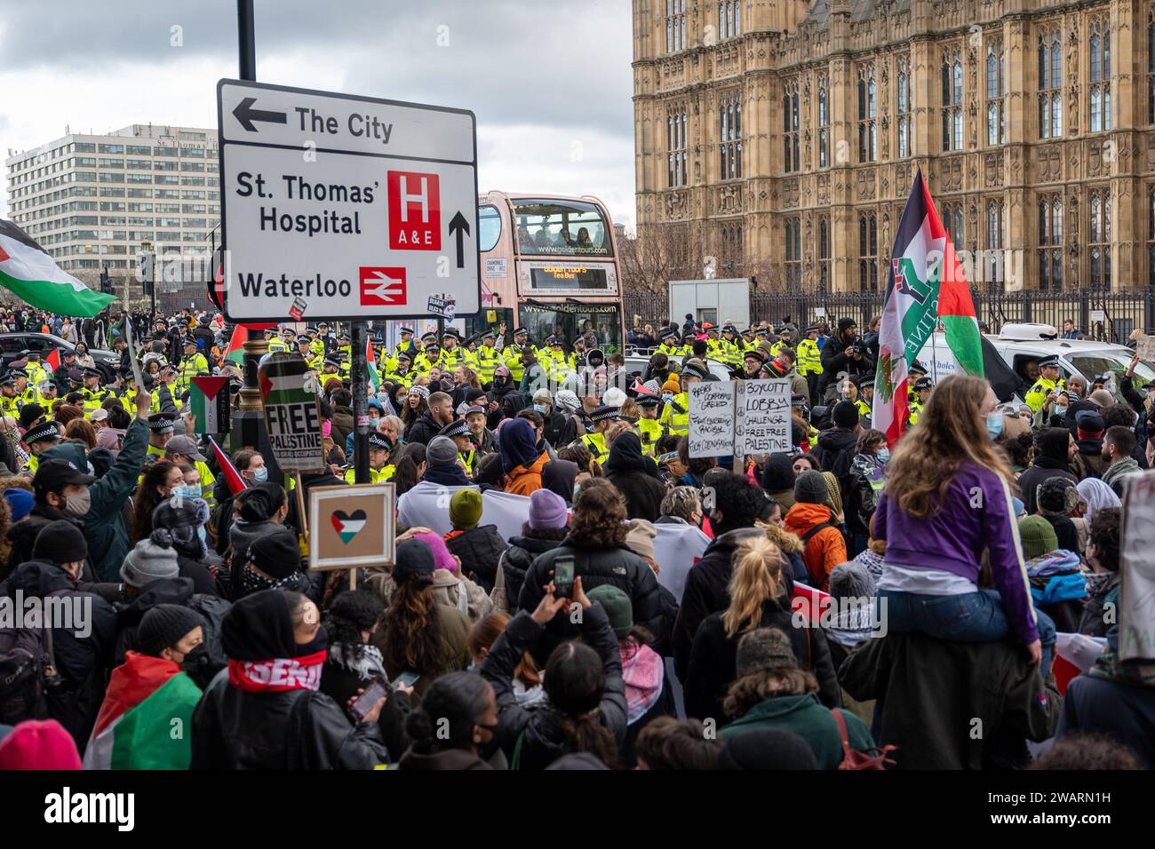 London/UK 06 JAN 2024, Antiwar protestors gathered in central London