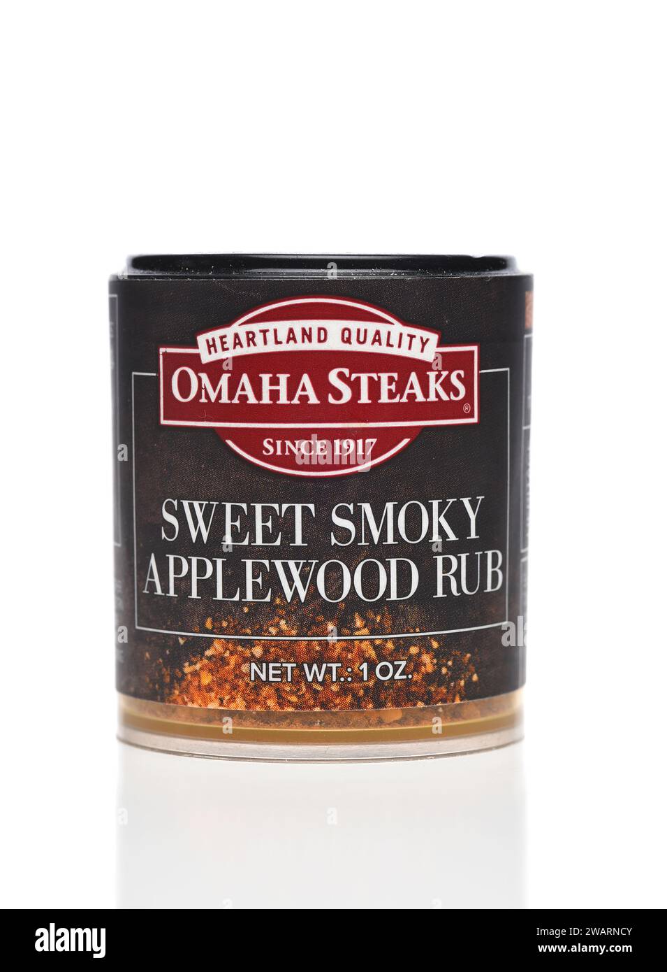 IRVINE, CALIFORNIA - 3 JAN 2024: A bottle of Omaha Steaks Sweet Smoky Applewood Rub. Stock Photo