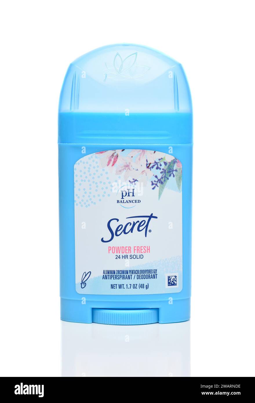 IRVINE, CALIFORNIA - 3 JAN 2024: A package of Secret Powder Fresh Antiperspirant Deodorant. Stock Photo