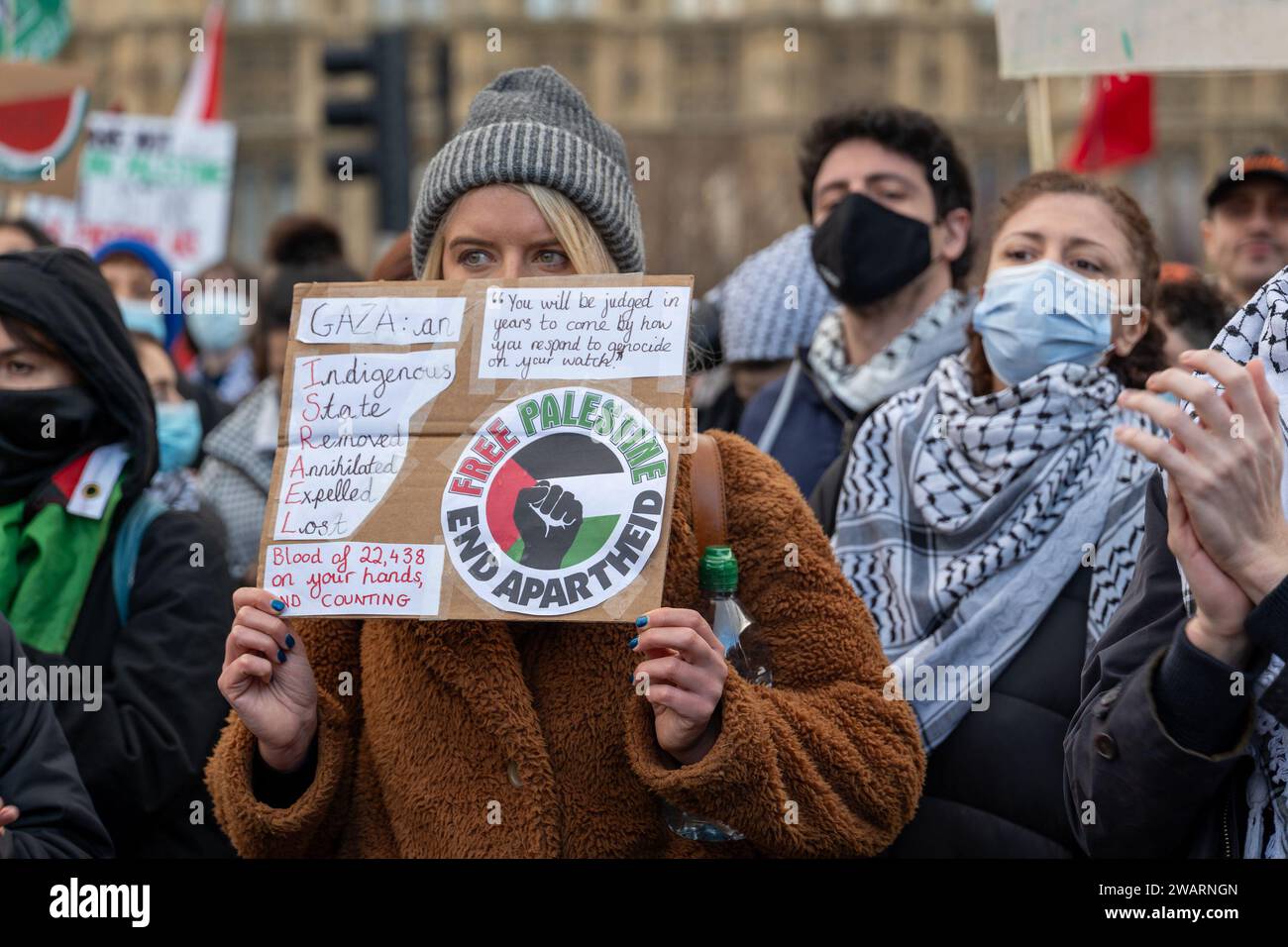 London UK 06 JAN 2024 Anti War Protestors Gathered In Central London   Londonuk 06 Jan 2024 Anti War Protestors Gathered In Central London Demanding A Full Ceasefire In Gaza Credit Aubrey Fagonalamy Live News 2WARNGN 