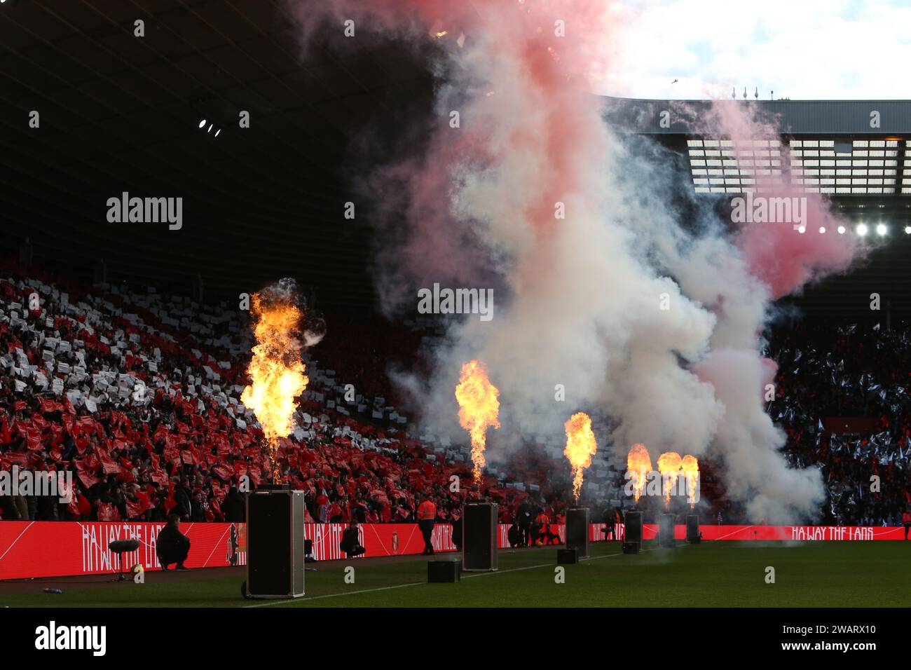 Sunderland on Saturday 6th January 2024. Pre Game display takes place during the FA Cup Third Round match between Sunderland and Newcastle United at the Stadium Of Light, Sunderland on Saturday 6th January 2024. (Photo: Michael Driver | MI News) Credit: MI News & Sport /Alamy Live News Stock Photo