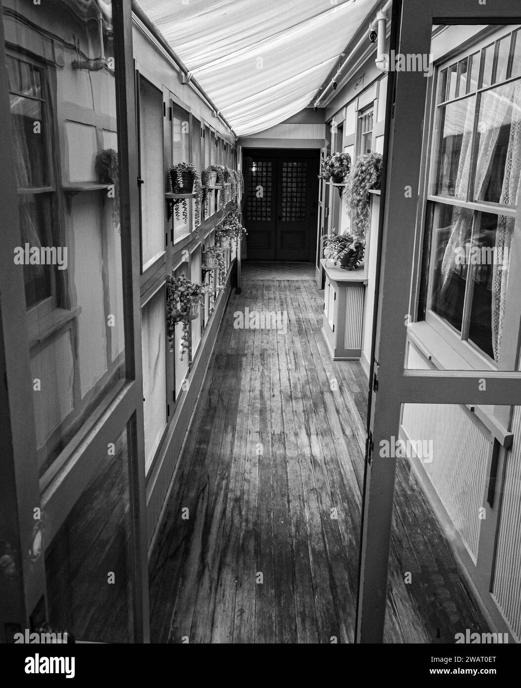 A Hallway inside the Winchester mystery house Stock Photo
