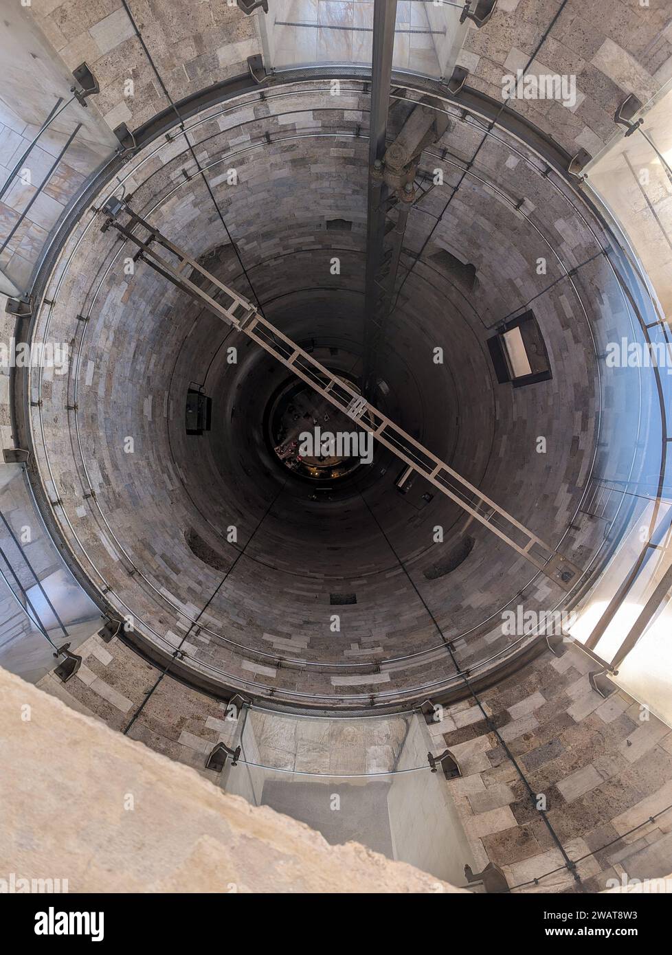 View Down Inside Of The Famous Leaning Tower Of Pisa Italy Stock Photo View Down Inside Of The Famous Leaning Tower Of Pisa Italy Stock Photo