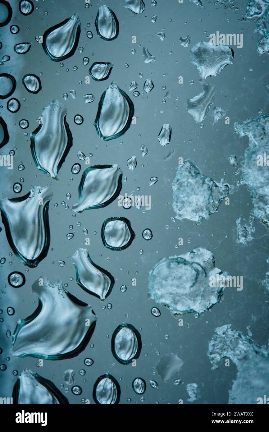 Background, drops and sleet on glass Stock Photo