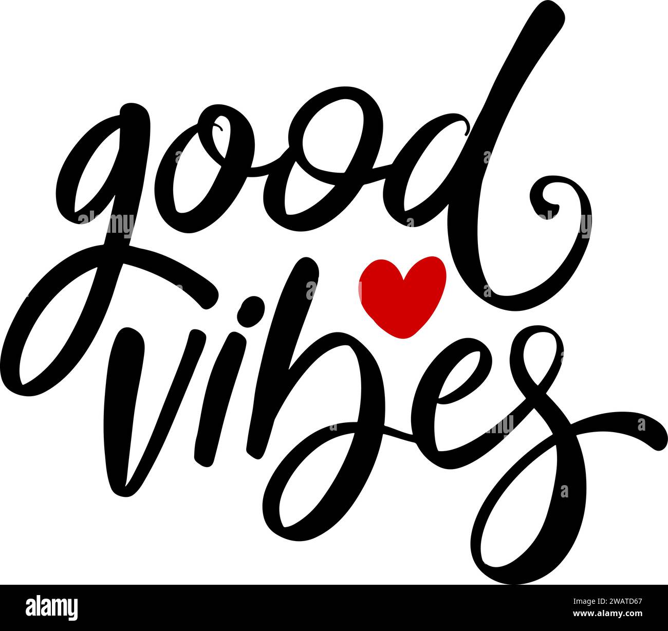 Good vibes. Lettering phrase isolated on white. Vector illustration