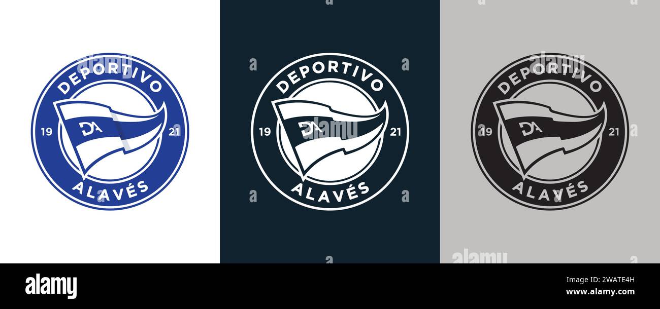 Deportivo Alavés FC Color Black and White 3 Style Logo Spanish professional football club, Vector Illustration Abstract Editable image Stock Vector