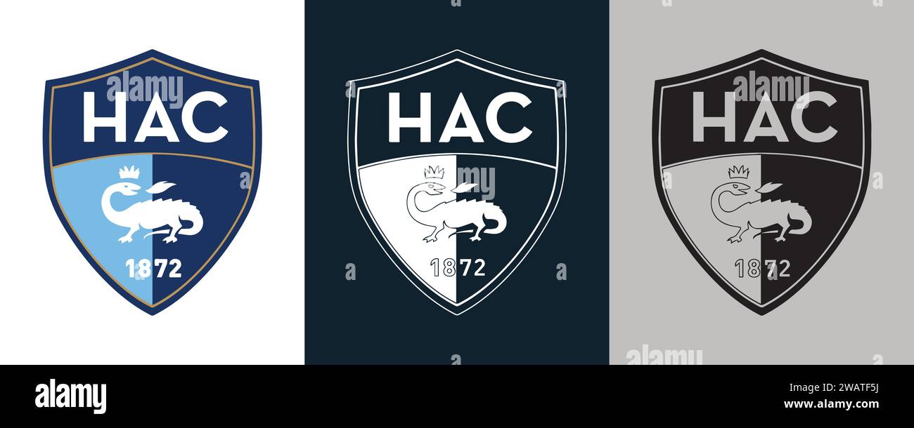 Le Havre AC Color Black and White 3 Style Logo France professional football club, Vector Illustration Abstract Editable image Stock Vector