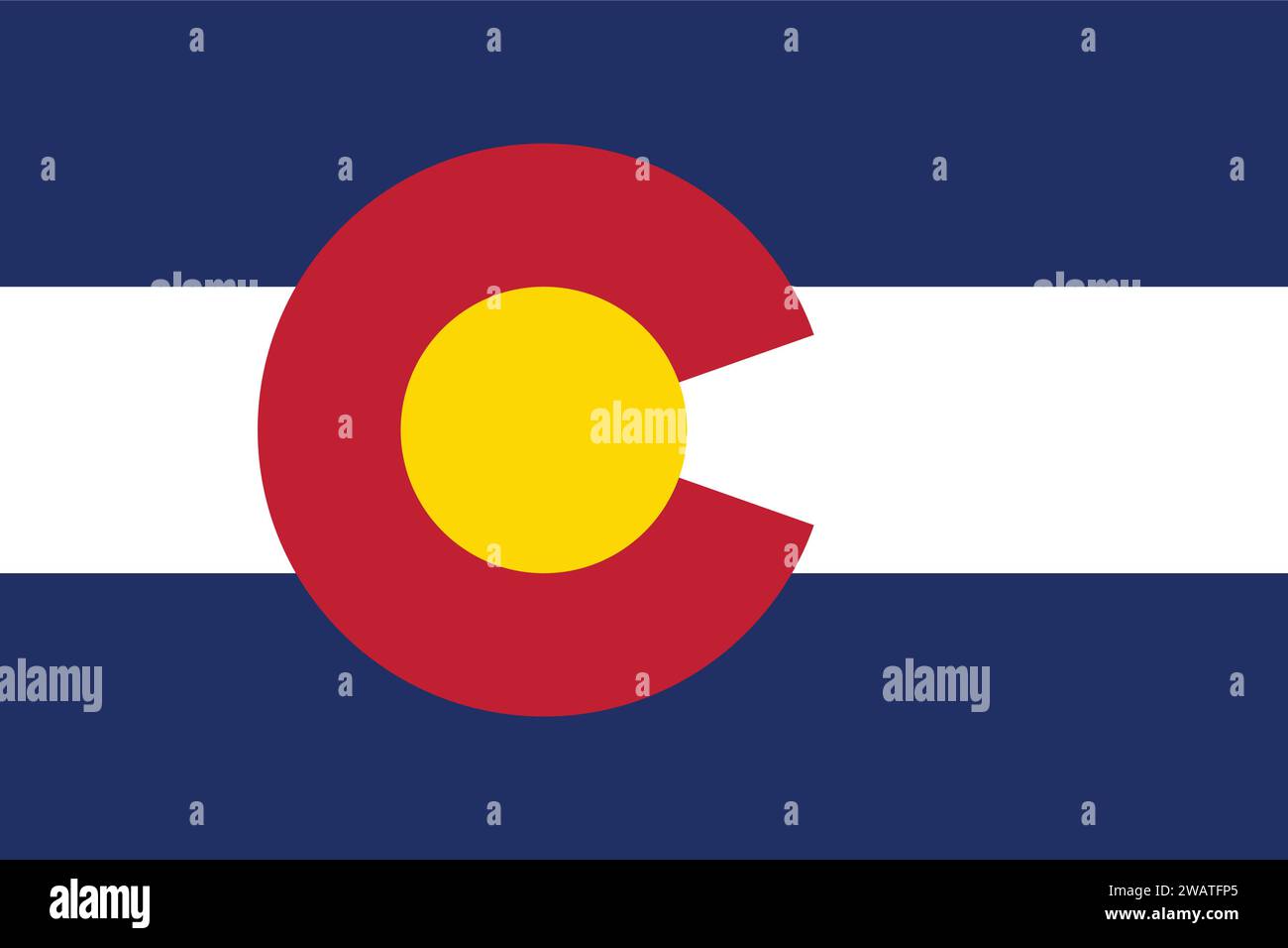 High detailed flag of Colorado. Colorado state flag, National Colorado flag. Flag of state Colorado. USA. America. Stock Vector