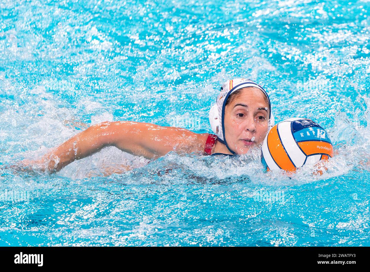 Eindhoven, Netherlands. 06th Jan, 2024. EINDHOVEN, NETHERLANDS - JANUARY 6: Maria del Pilar Pena Carrasco of Spain during the 2024 European Women's Water Polo Championships match between Spain and Israel at Pieter van den Hoogenband Zwemstadion on January 6, 2024 in Eindhoven, Netherlands. (Photo by Joris Verwijst/BSR Agency) Credit: BSR Agency/Alamy Live News Stock Photo