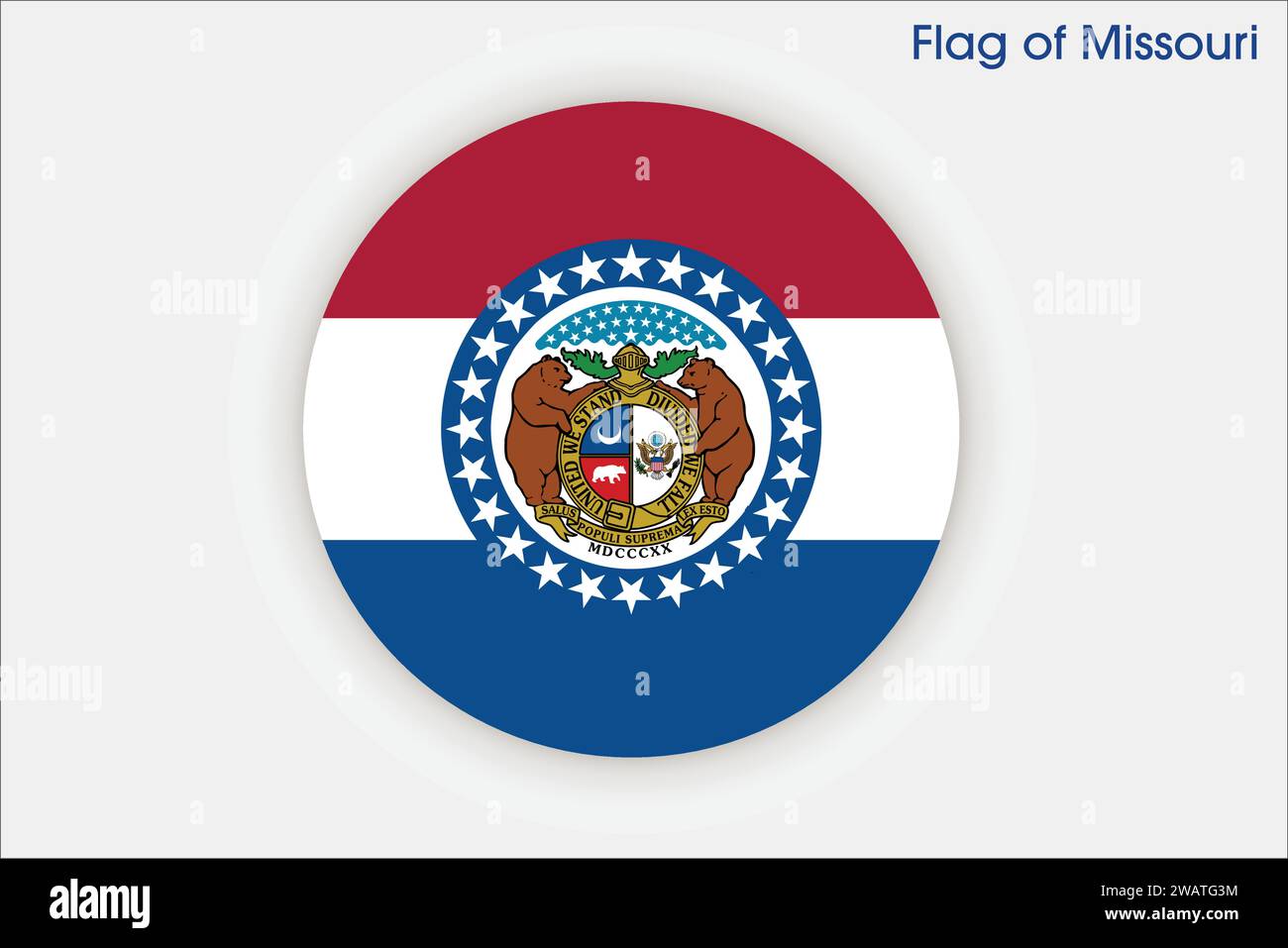 High detailed flag of Missouri. Missouri state flag, National Missouri flag. Flag of state Missouri. USA. America. Stock Vector