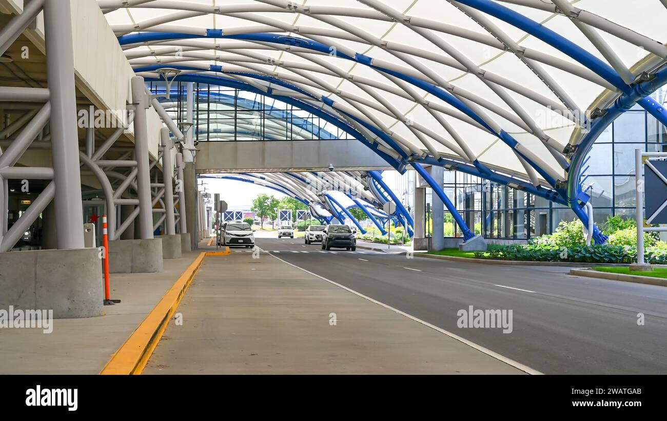 Rochester, New York, USA - 6.13.2023: Departure and arrival drop off ...