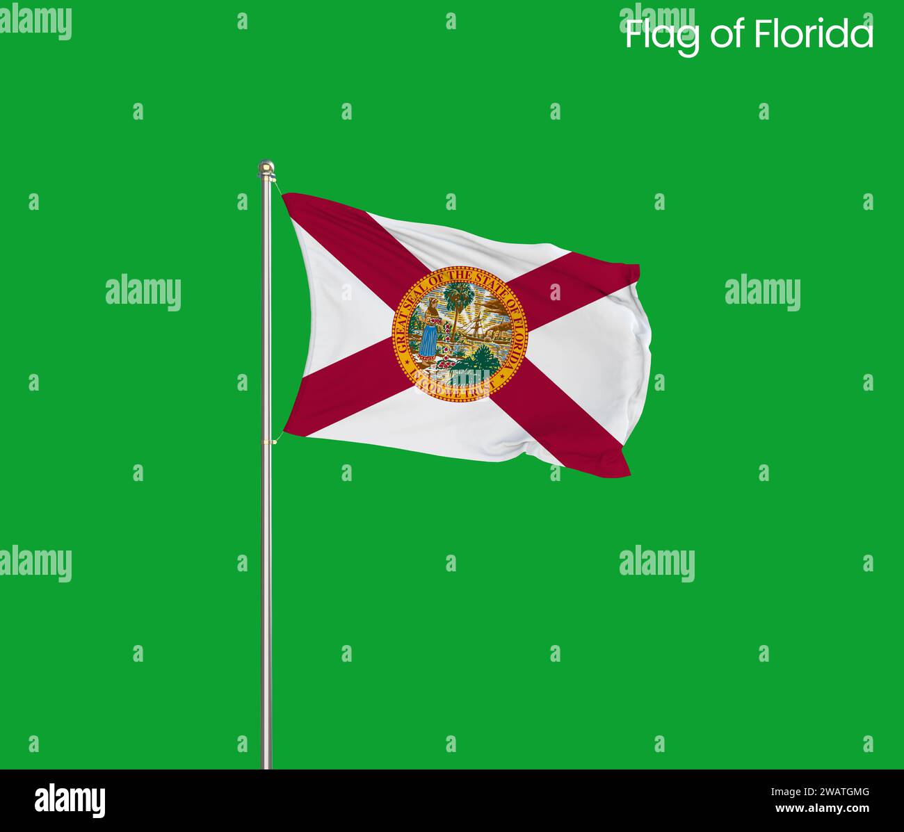 High detailed flag of Florida. Florida state flag, National Florida flag. Flag of state Florida. USA. America. Stock Photo