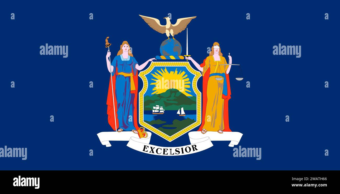 High detailed flag of New York. New York state flag, National New York
