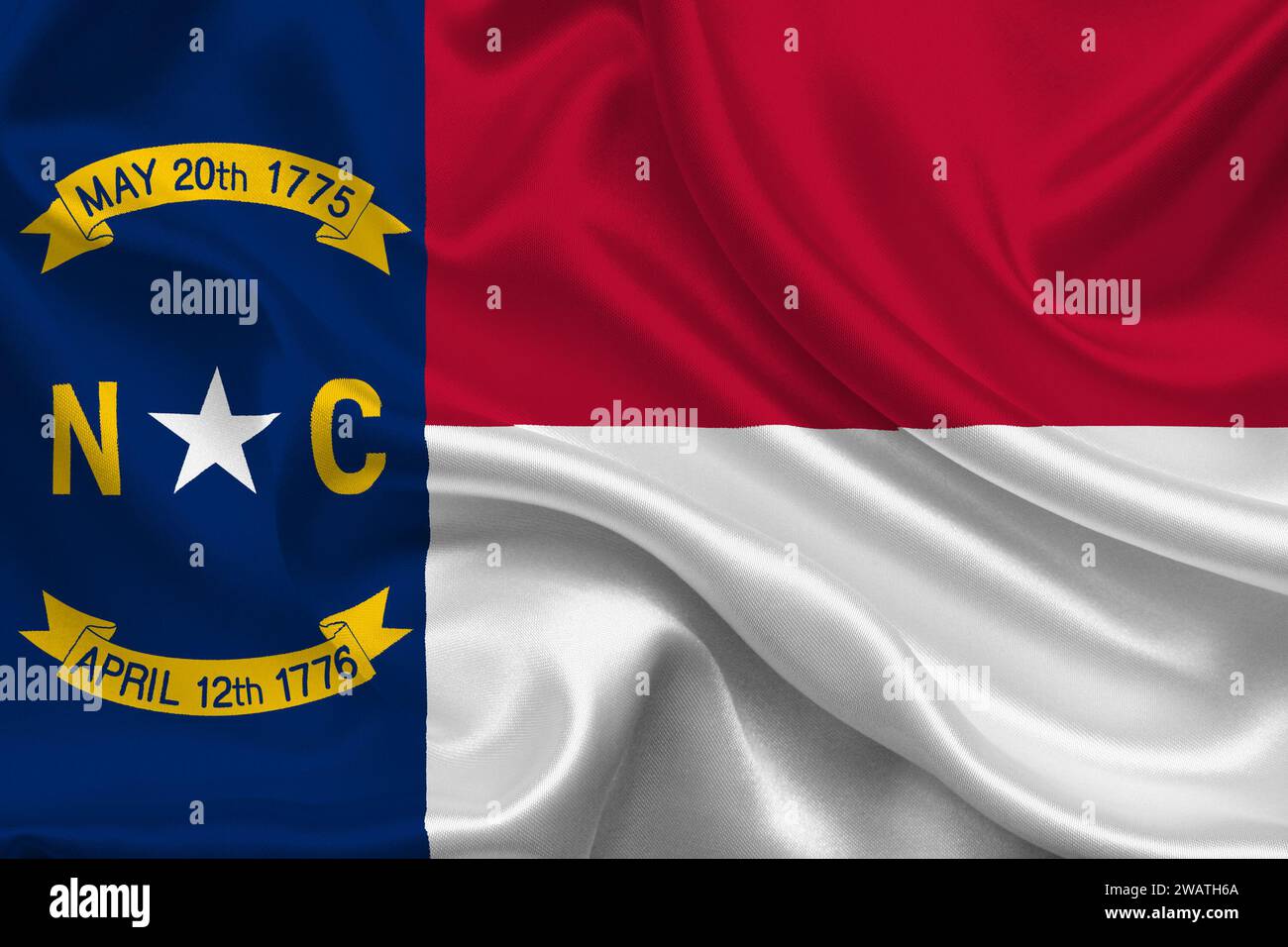 High detailed flag of North Carolina. North Carolina state flag
