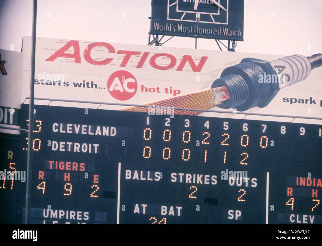 DETROIT, MI - JULY 4: General view of the scoreboard during an MLB game