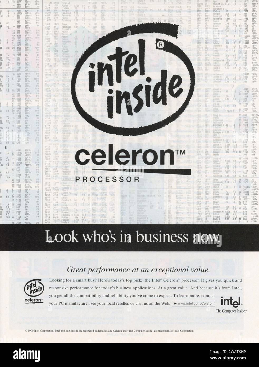 Vintage 'Time' Magazine 25 January 1999 issue Advert, USA Stock Photo