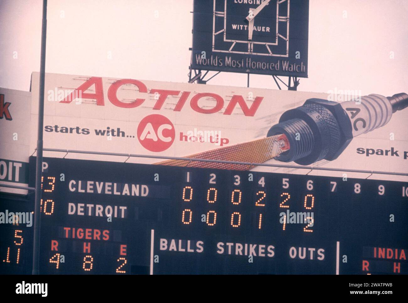 DETROIT, MI - JULY 4: General view of the scoreboard during an MLB game