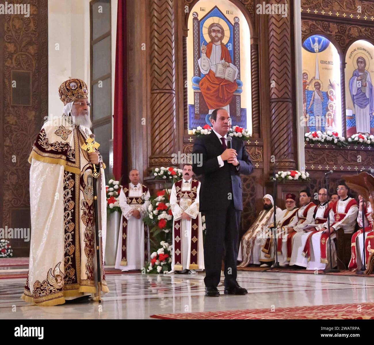 Egyptian President Abdel Fattah ElSisi attends Christmas Mass at the Cathedral of the Nativity