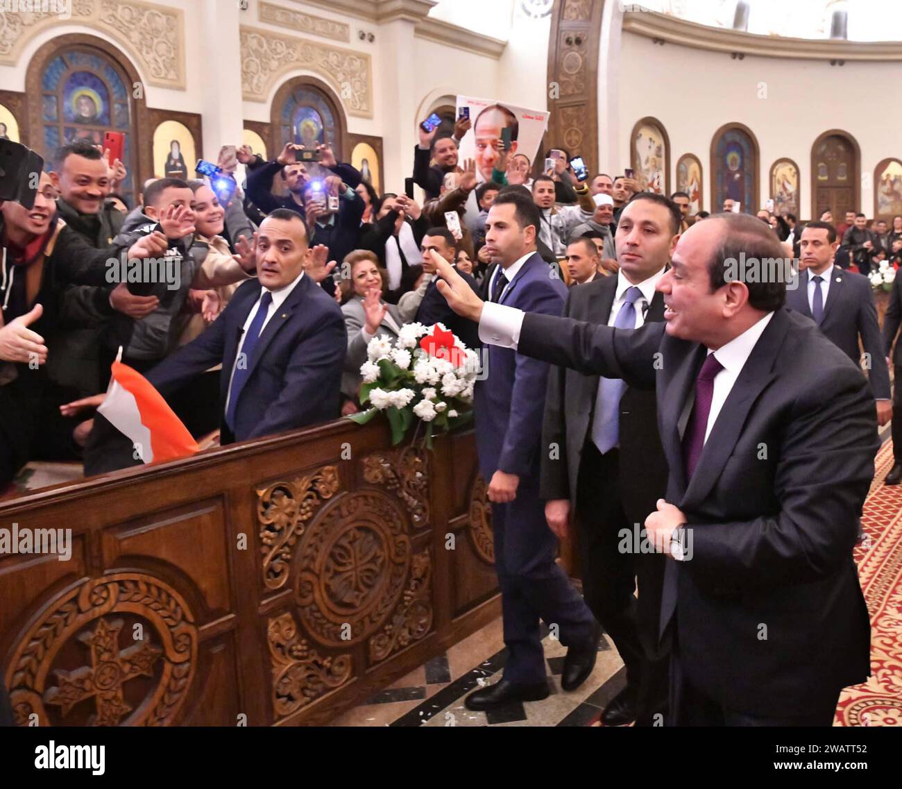 Egyptian President Abdel Fattah ElSisi attends Christmas Mass at the Cathedral of the Nativity