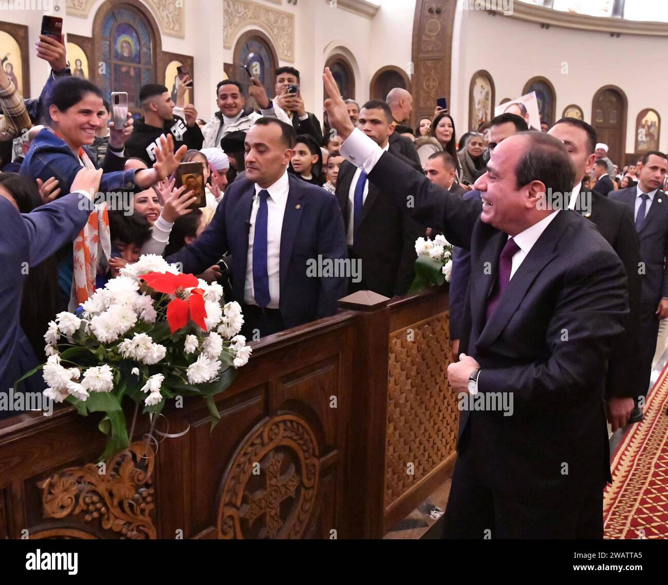 Egyptian President Abdel Fattah ElSisi attends Christmas Mass at the Cathedral of the Nativity