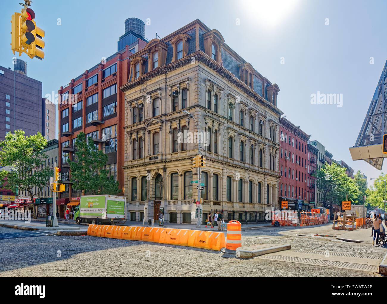 Carl Pfeiffer designed Metropolitan Savings Bank in French Second Empire style. The 1867 NYC landmark is now First Ukrainian Assembly of God church. Stock Photo