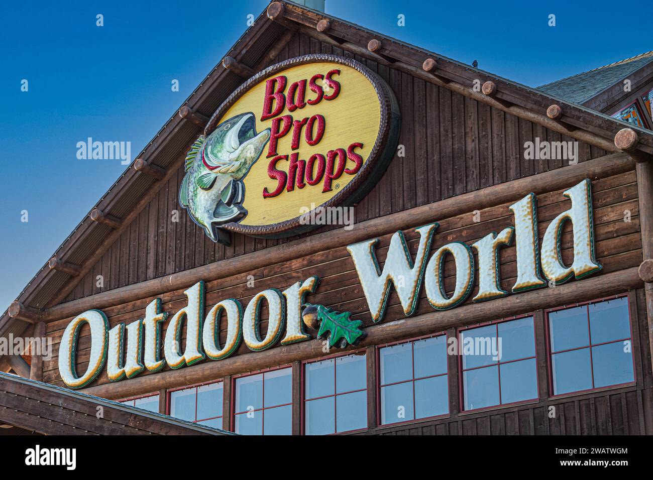 Rancho Cucamonga, CA - Dec 25, 2023: Bass Pro Shops is one of the most exciting outdoor hunting & fishing & adventure shopping experiences in America. Stock Photo