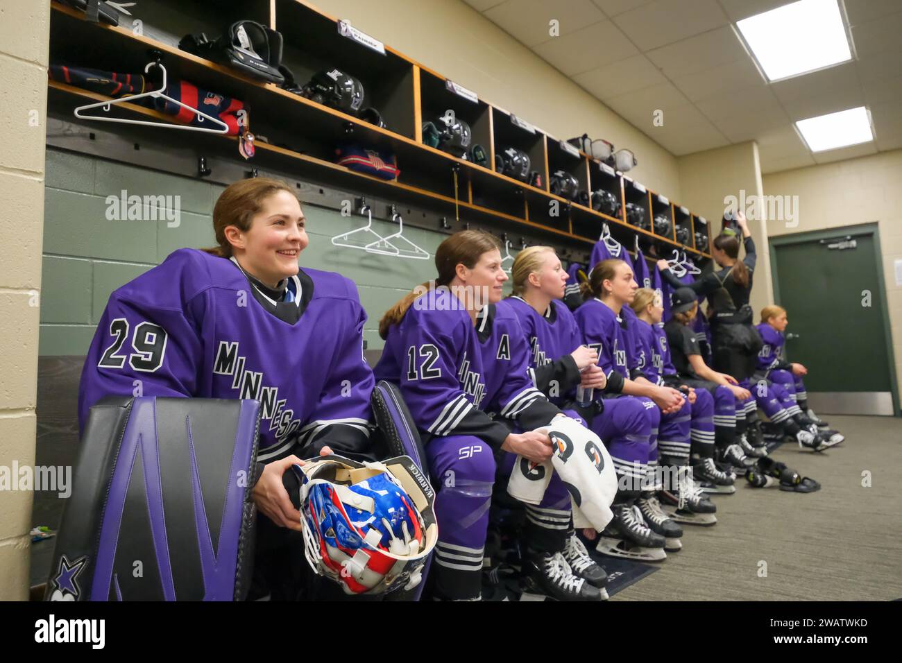 Minneapolis, Minnesota, USA. 6th Jan, 2024. Minnesota players in the