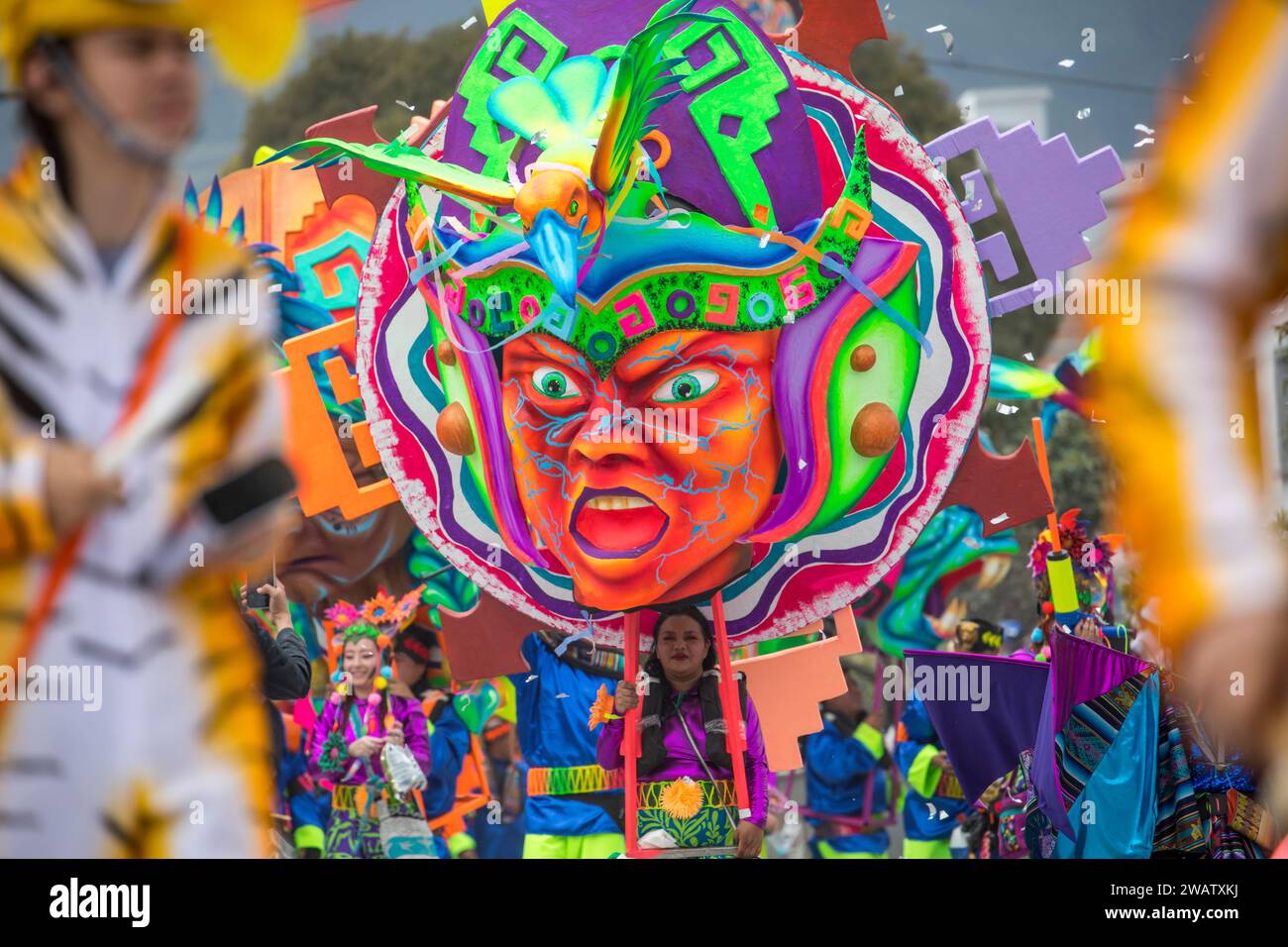 06 January 2024, Colombia, Pasto: People take part in the "Desfile