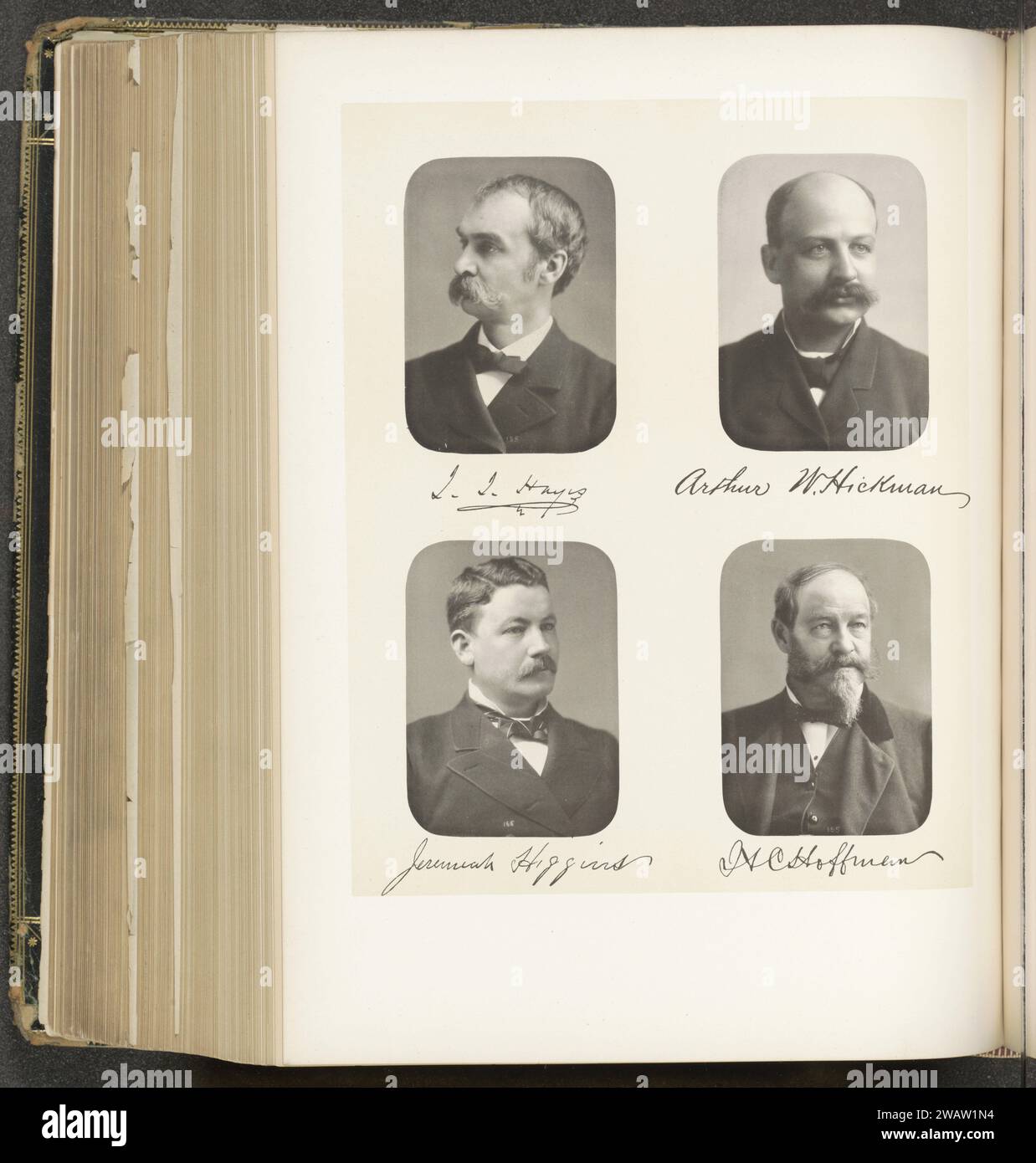 Portraits of four members of the lower house of the state of New York, c. 1872 - in or before 1882 photomechanical print At the top left Isaac I. Hayes, at the top right Arthur W. Hickman, bottom left Jeremiah Higgins, bottom right Henry C. Hoffman. United States of America paper collotype historical persons (portraits and scenes from the life) (+ head (and shoulders) (portrait)) Stock Photo