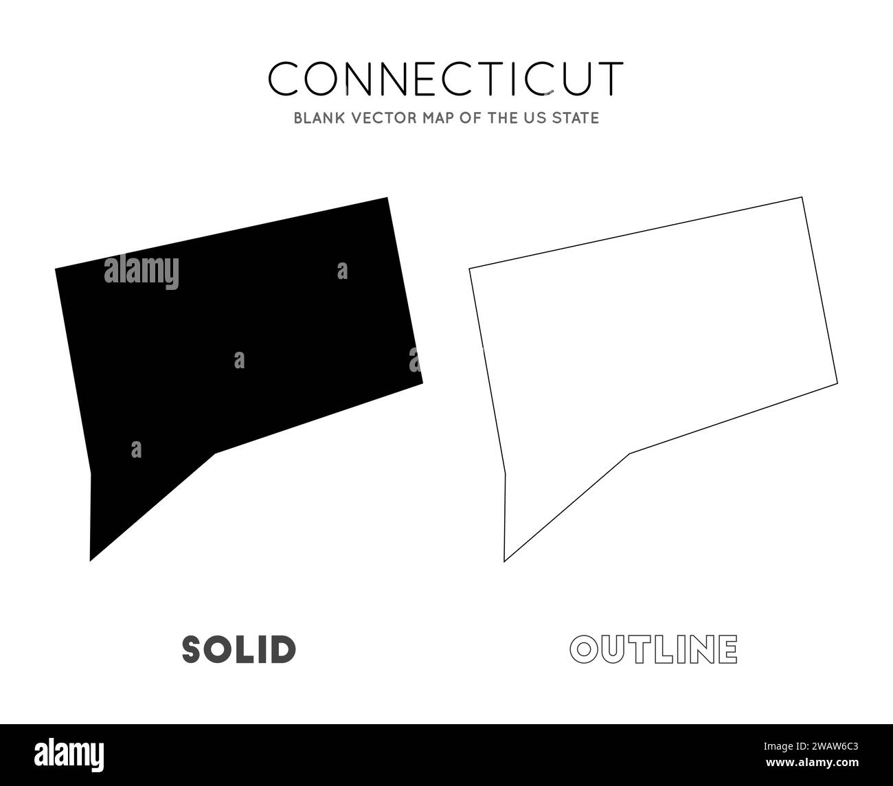 Connecticut Map. Blank Vector Map Of The Us State. Borders Of 