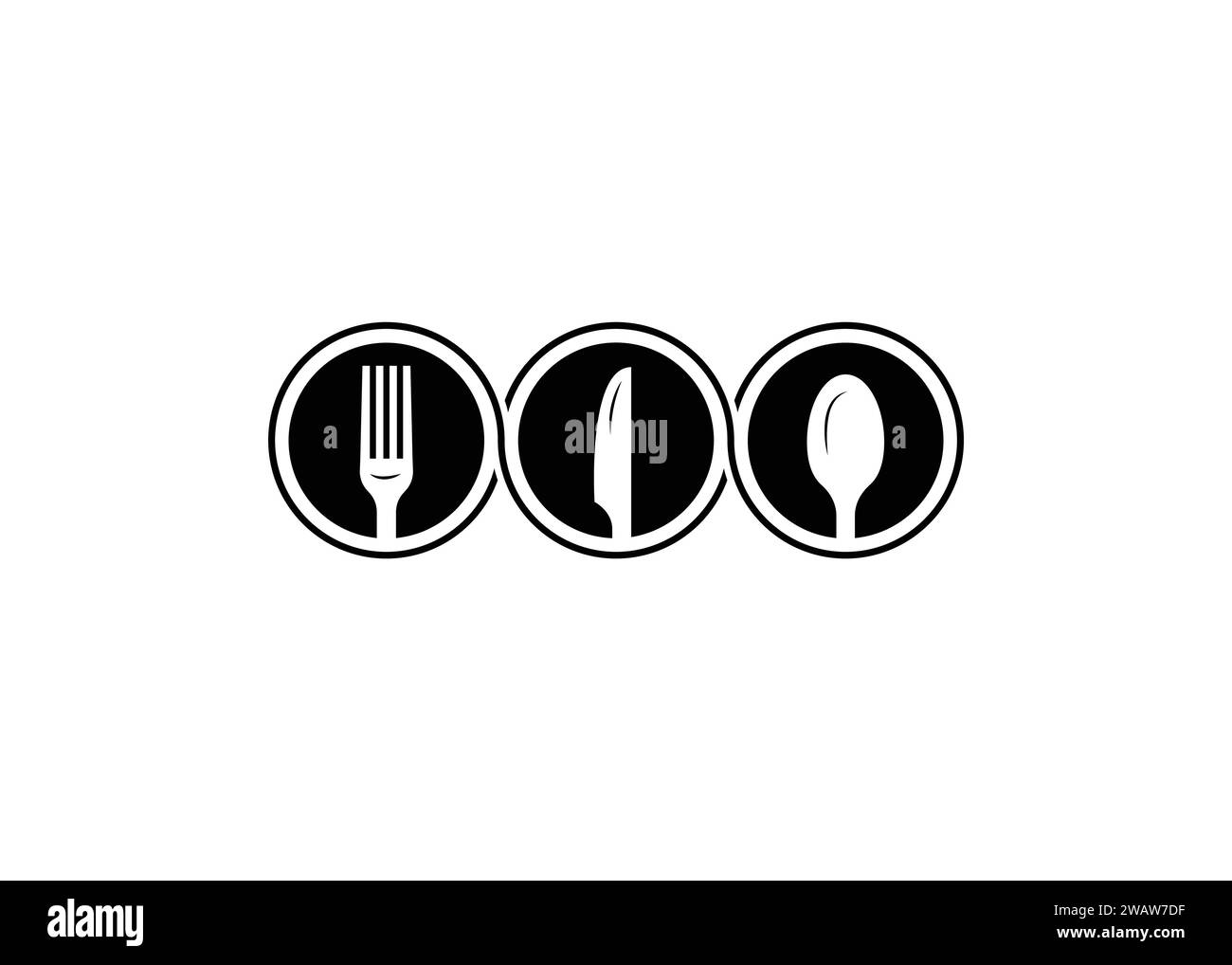 Minimal spoon, fork and knife vector logo design template Stock Vector