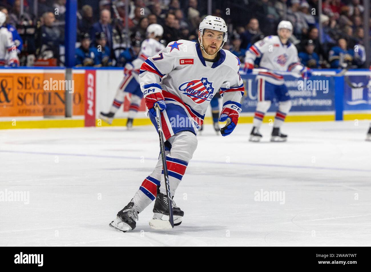 USA. 05th Jan, 2024. January 5th, 2024: Rochester Americans Tyson Jost ...