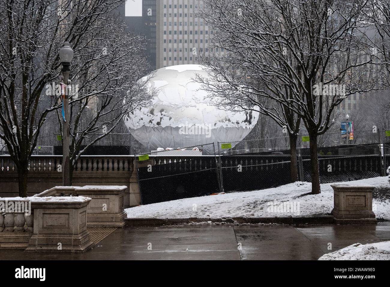 Chicago, USA. 6 January 2024. Chicago weather Cloud Gate, in