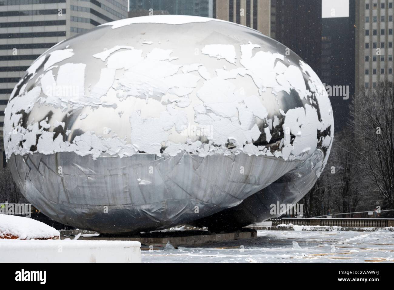 Chicago, USA. 6 January 2024. Chicago weather Cloud Gate, in