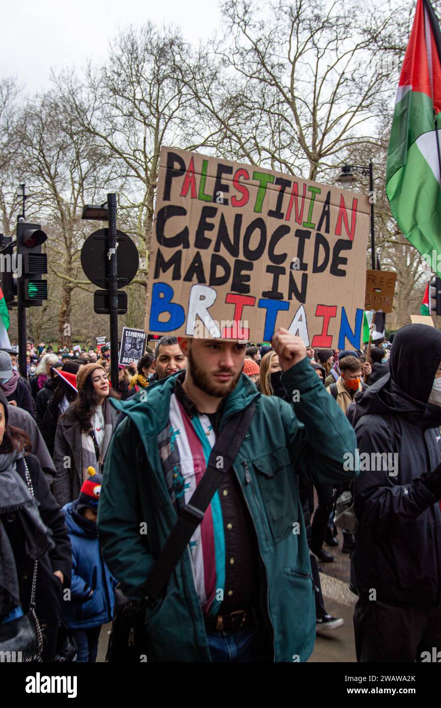 London, United Kingdom - January 6th 2023:Pro-Palestine protest in Central London. Stock Photo