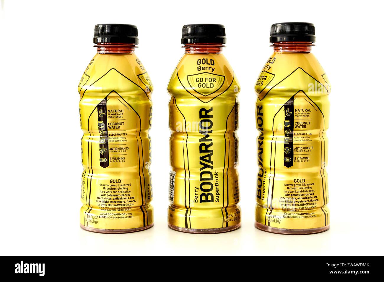 Gold Berry Bodyarmor sports drinks in bottles Stock Photo Alamy