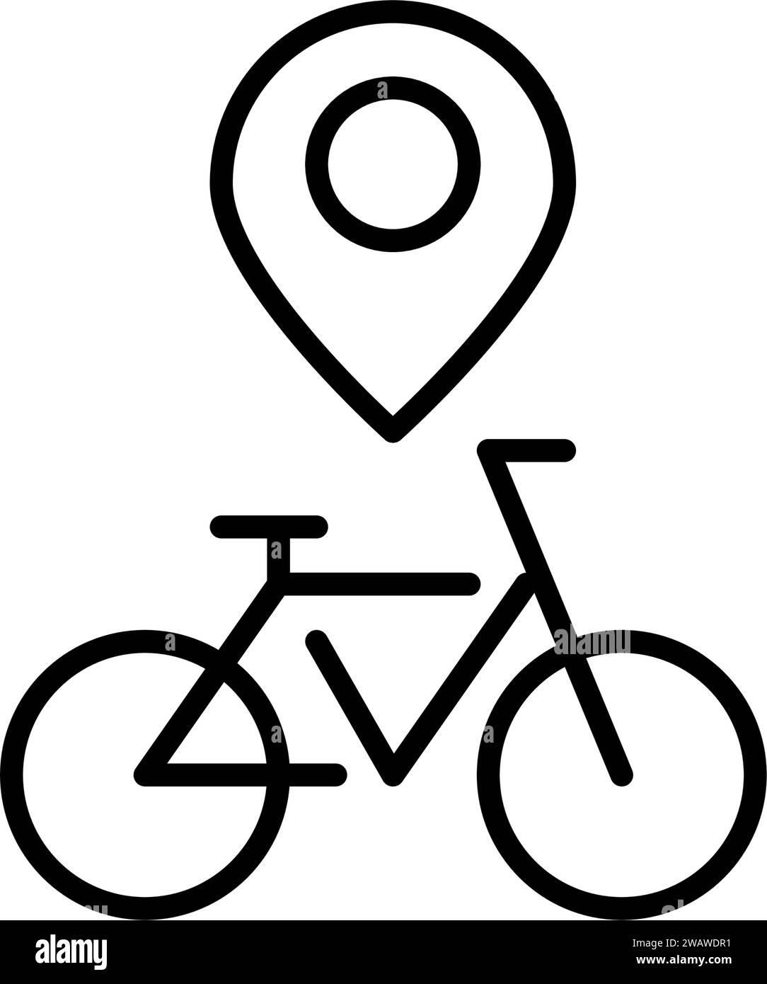 Bicycle rental app. Map pin location and bike. Pixel perfect, editable
