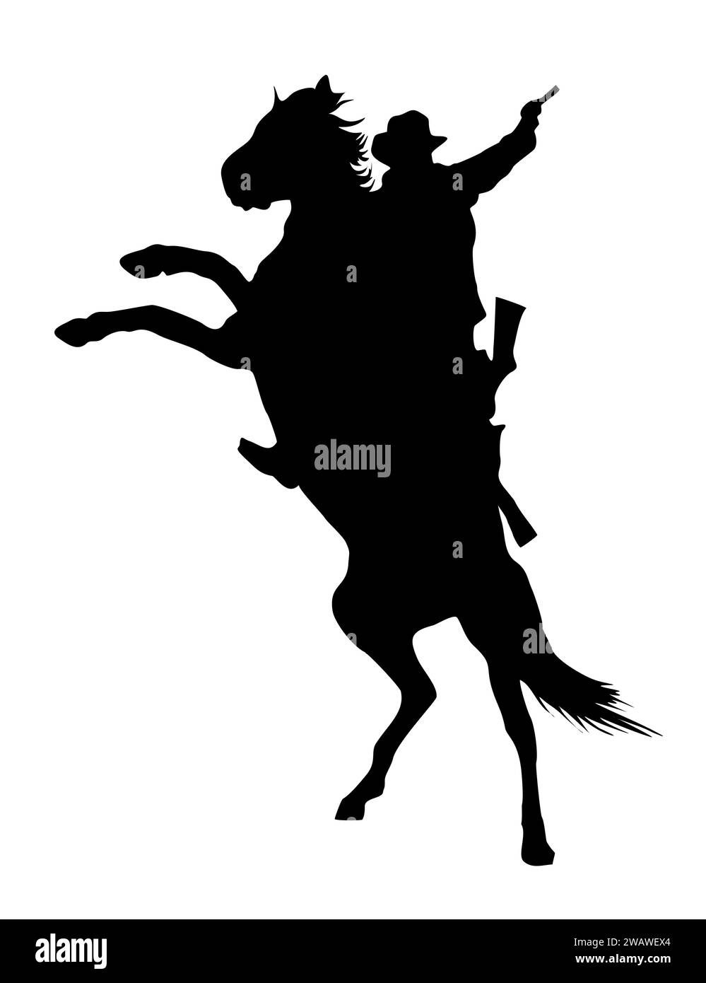 Silhouette of cowboy riding wild horse vector. Stock Vector