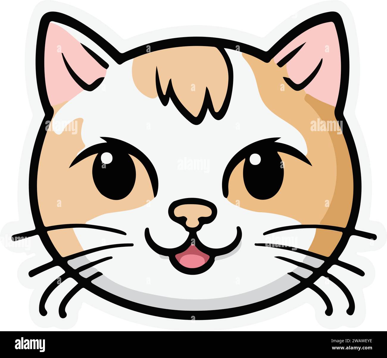 Cute cat sticker design cat sitting happy cat Stock Vector