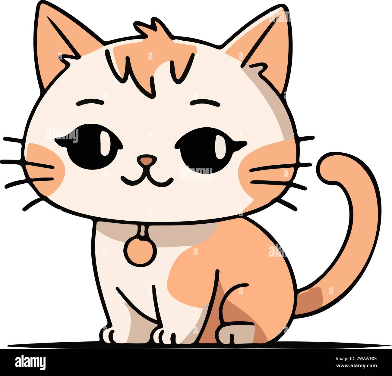 Cute cat sticker design cat sitting happy cat Stock Vector